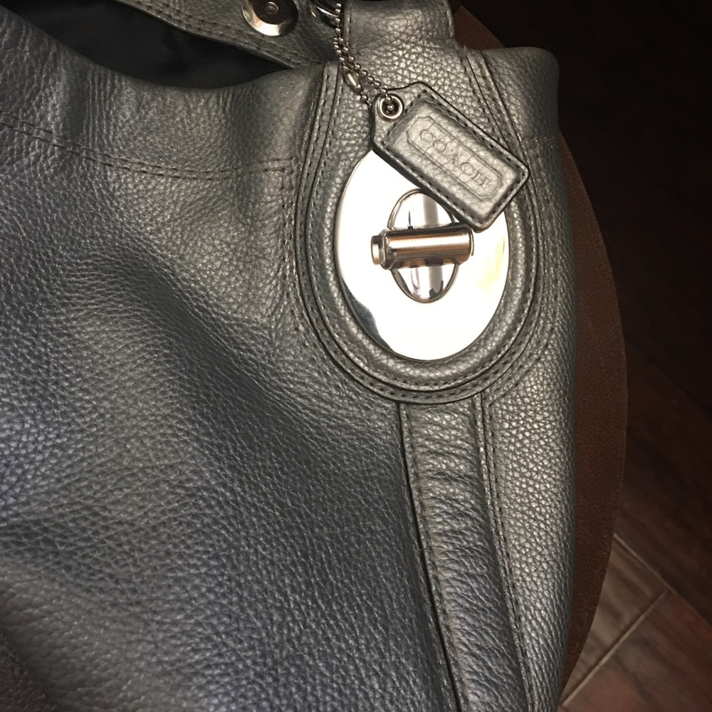 COACH Penelope Silver Pebble Leather Hobo Handbag